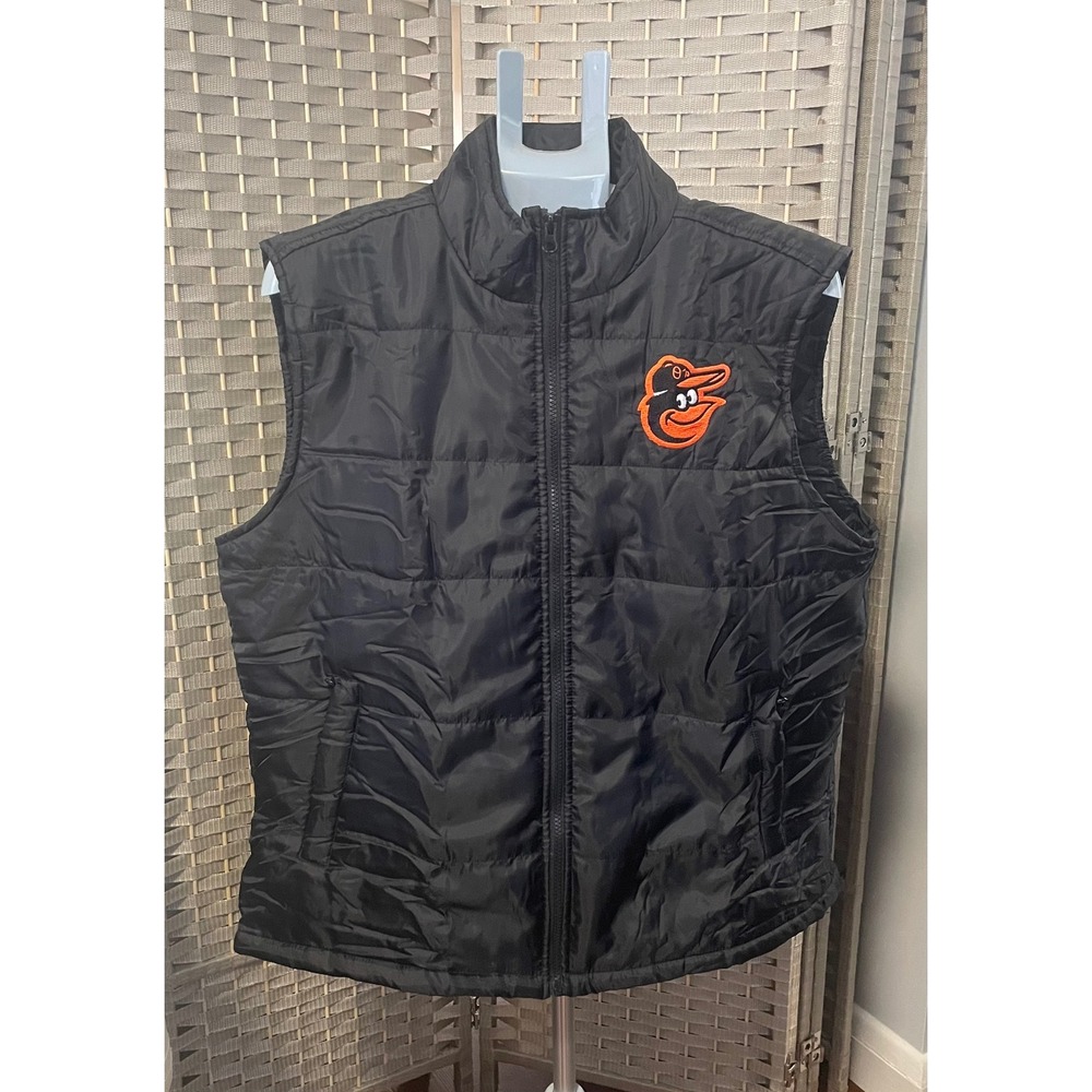 Baltimore‎ Orioles MLB Puffer Vest Mens XL Black Full Zip